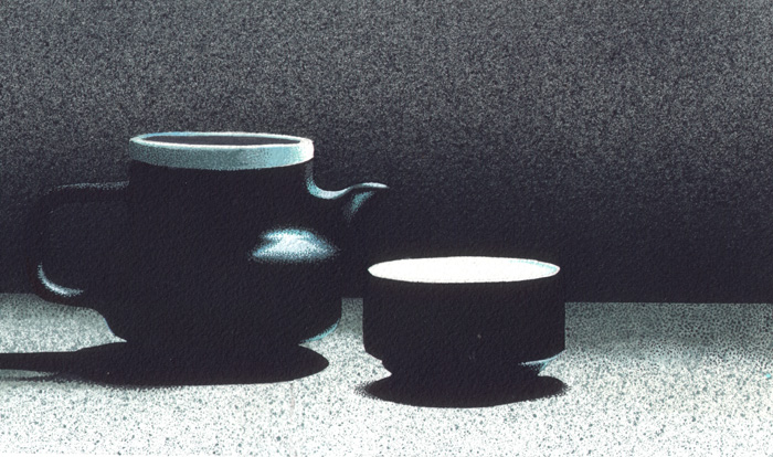 Una tazza di tè 2, 2011, tecnica mista su carta, cm 15x25