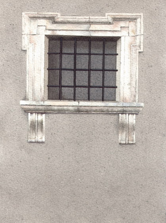 Finestra 6, 2008, tecnica mista su carta, cm 18x24