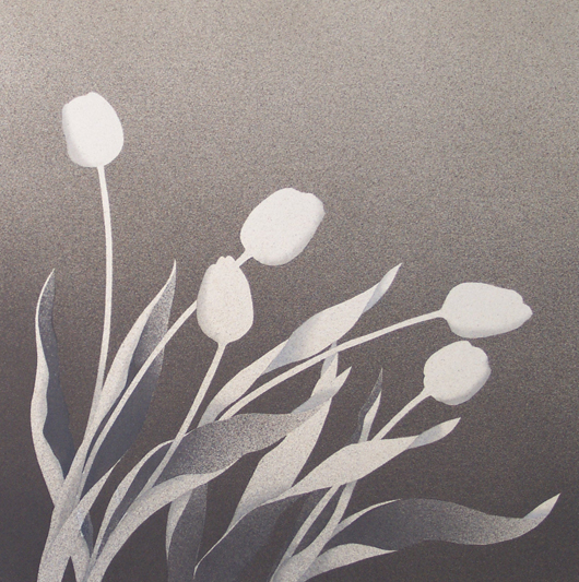 Tulipani, 2006, tecnica mista su carta, cm 40x40