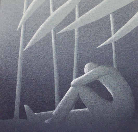 Chiaro di luna, 2004, tecnica mista su carta, cm 30x30