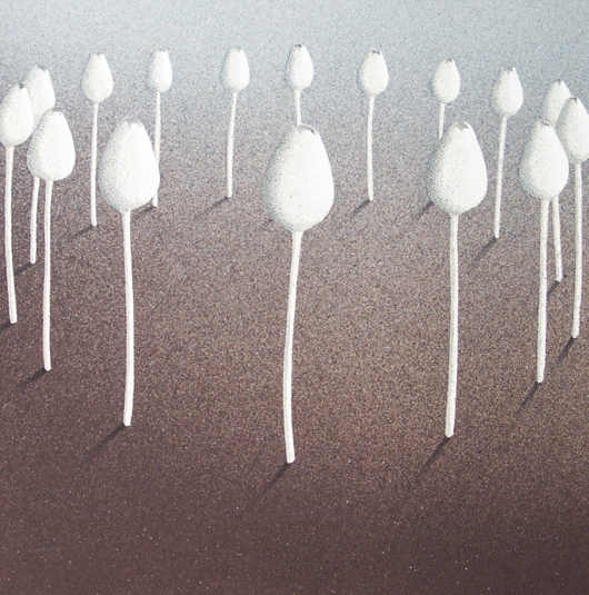 L'aiuola, 2008, tecnica mista su carta, cm 30x30