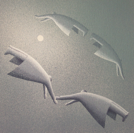 Separarci e ritrovarci, 2006, tecnica mista su carta, cm 30x30