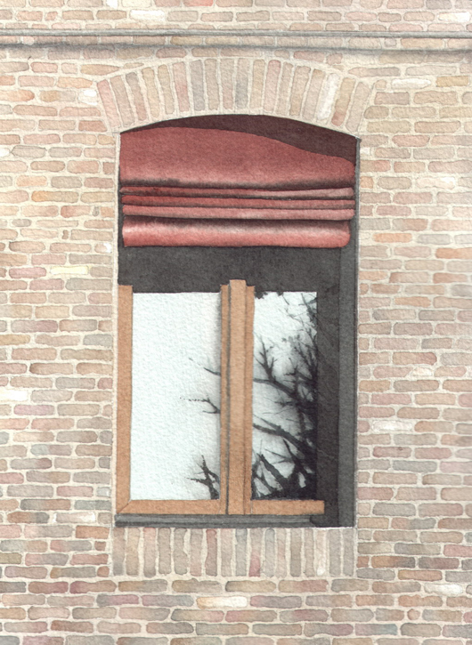 Finestra 2, 2008, tecnica mista su carta, cm 18x24