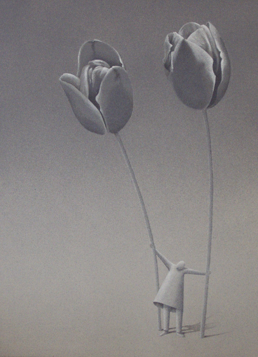 Venditore di tulipani, 2008, acrilico su tela, cm 50x80