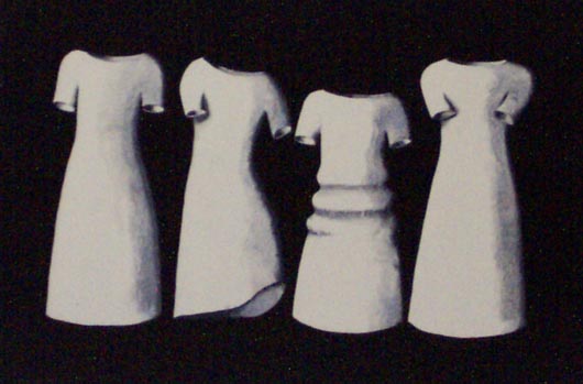Quattro abiti, 1996, tecnica mista su carta, cm 20x30
