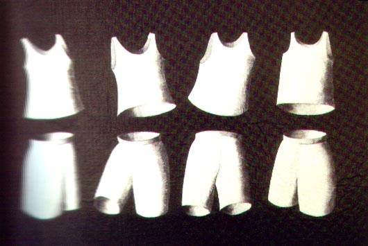 Mutande e canottiere, 1996, tecnica mista su carta, cm 20x30