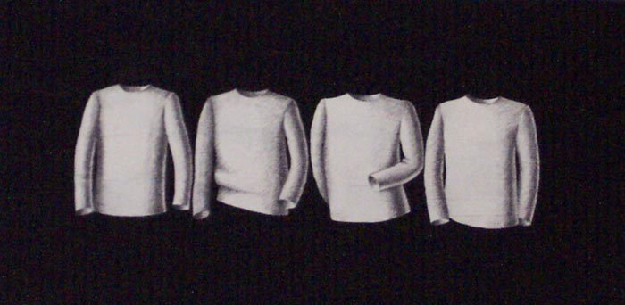 Quattro maglie, 1996, tecnica mista su carta, cm 20x40