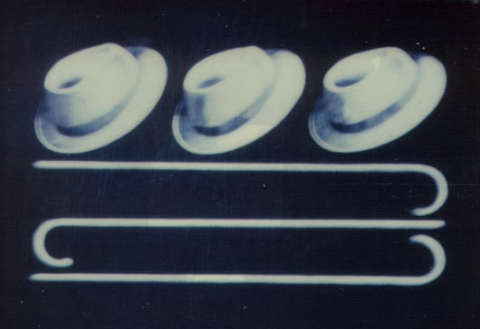 Cappelli e bastoni, 1999, tecnica mista su carta, cm 20x30