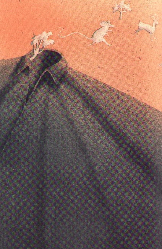 Fuori dal tabarro, 2000, tecnica mista su carta, cm 25x35