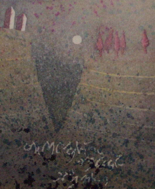 La luna tra i monti, 1995, tecnica mista su carta, cm 18x24