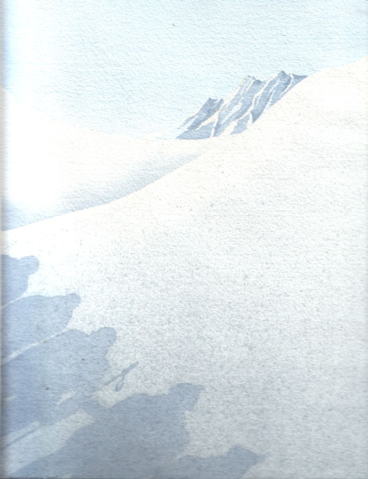 La montagna, 2001, tecnica mista su carta, cm 18x24