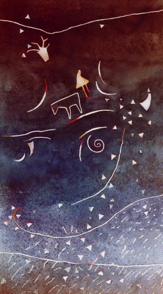 Notturno, 2000, tecnica mista su carta, cm 73x103