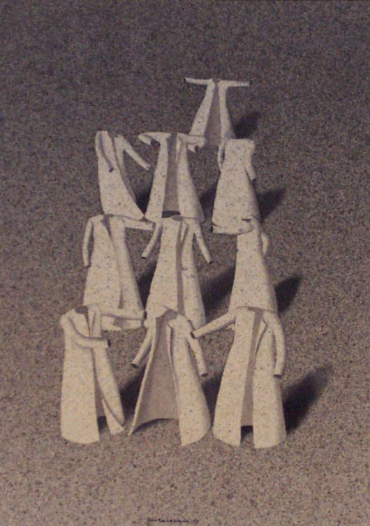 Piramide, 1997, tecnica mista su carta, cm 25x30
