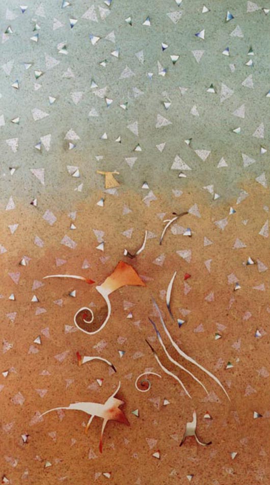 Verso il cielo, 2000, tecnica mista su carta, cm 73x103