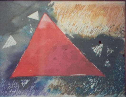 Il triangolo rosa, 1989, acquerello, cm 30x50