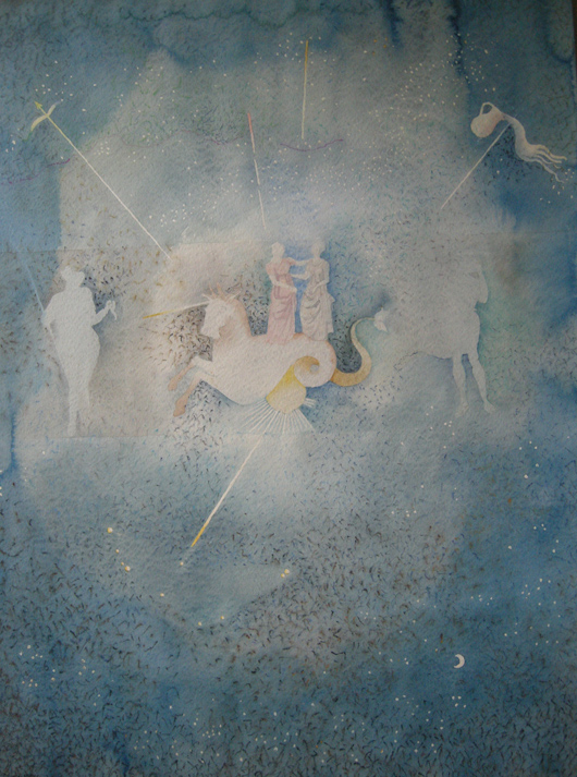 L'acquario e..., 1987, acquerello, cm 35x50