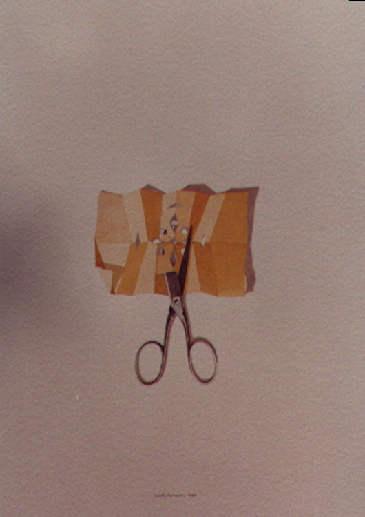 Forbici e carta, 1984, acquerello, cm 30x50