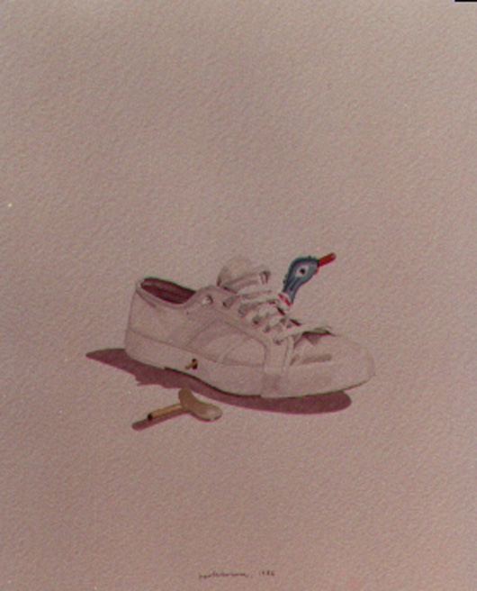 Tennis e chiavetta, 1983, acquerello, cm 20x30