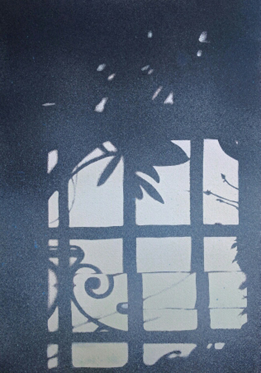 Inferriata, 2016, tecnica mista su carta, cm 35x50